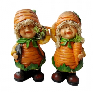 Carrot head boy and girl figurine