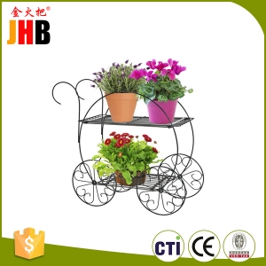Plant Stand Shelf Holds 2-flower Pot Black