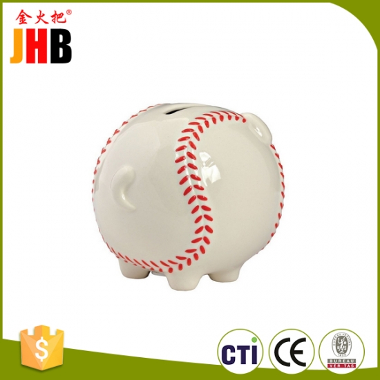 Resin Enesco Baseball Piggy Bank